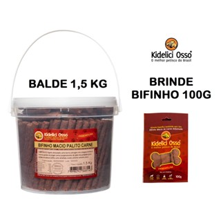 Bifinho Macio Palito - Kidelici Osso - Sabor Carne - 1,5 Kg (Balde/Pote) + Brinde em Oferta na Shopee