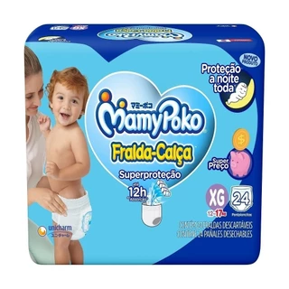 Fralda Descartável MamyPoko Calça Super Proteção Jumbo Tamanho XG - 4 Pacotes com 24 Fraldas - Total 96 Tiras em Oferta na Shopee