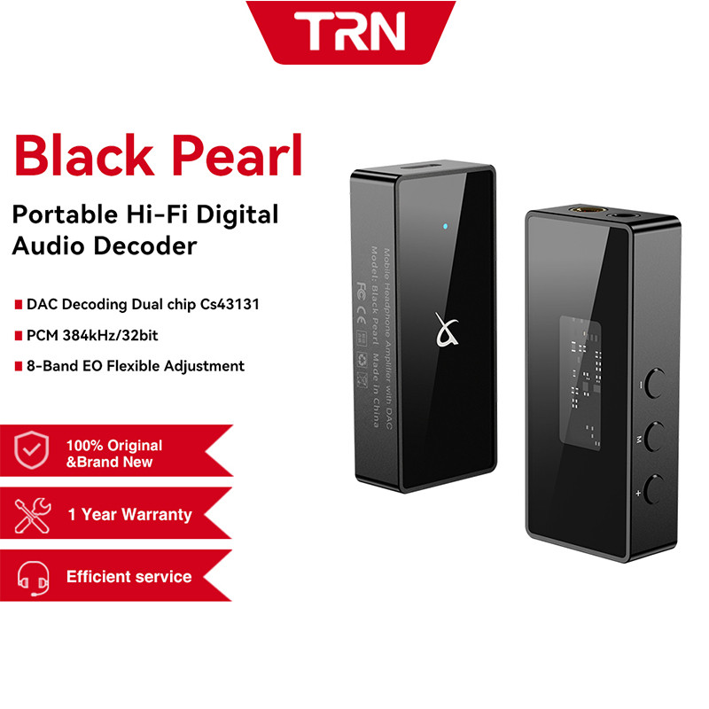 TRN Black Pearl Portátil HiFi Decodificador De Áudio Digital 3.5 + 4.4 Saída Dual CS43131 DAC Amplificador De Fone De Ou