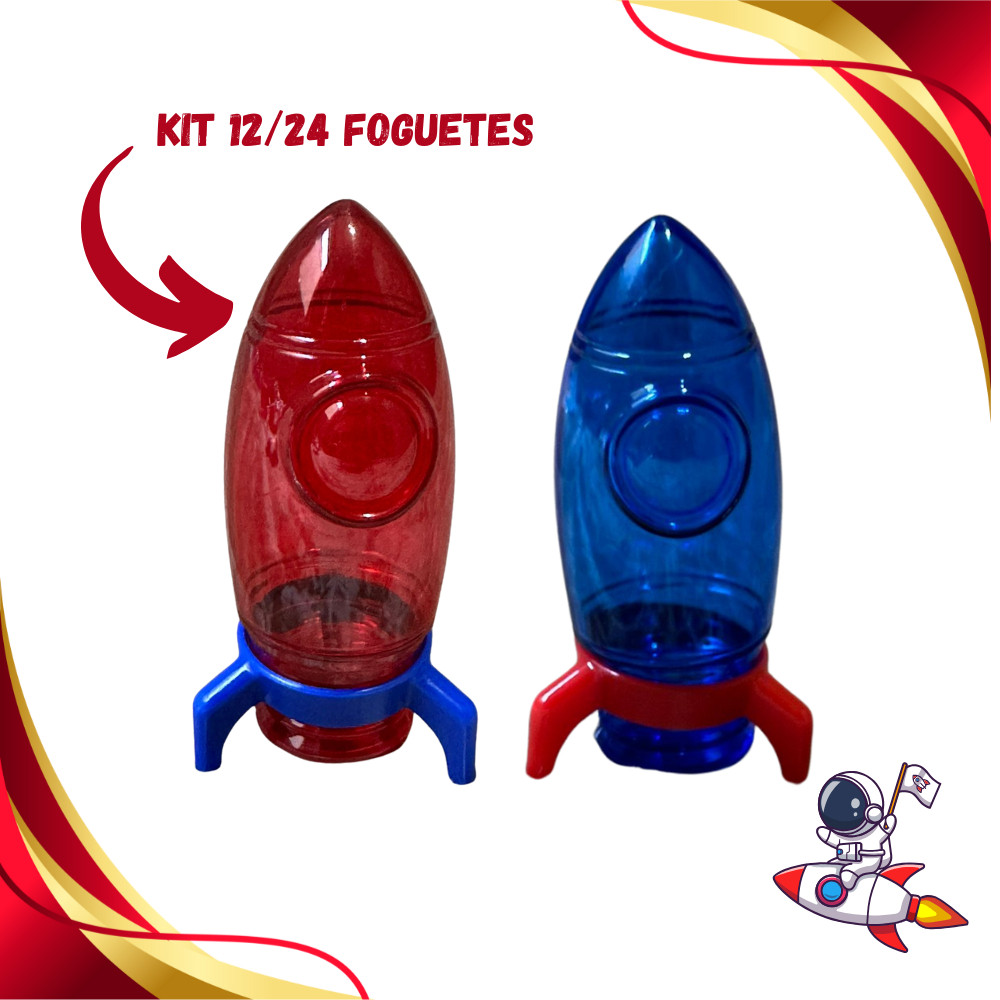 Kit Festa Espaço: Foguete Azul e Vermelho como Lembrancinha para Meninos 12/24 Unidades