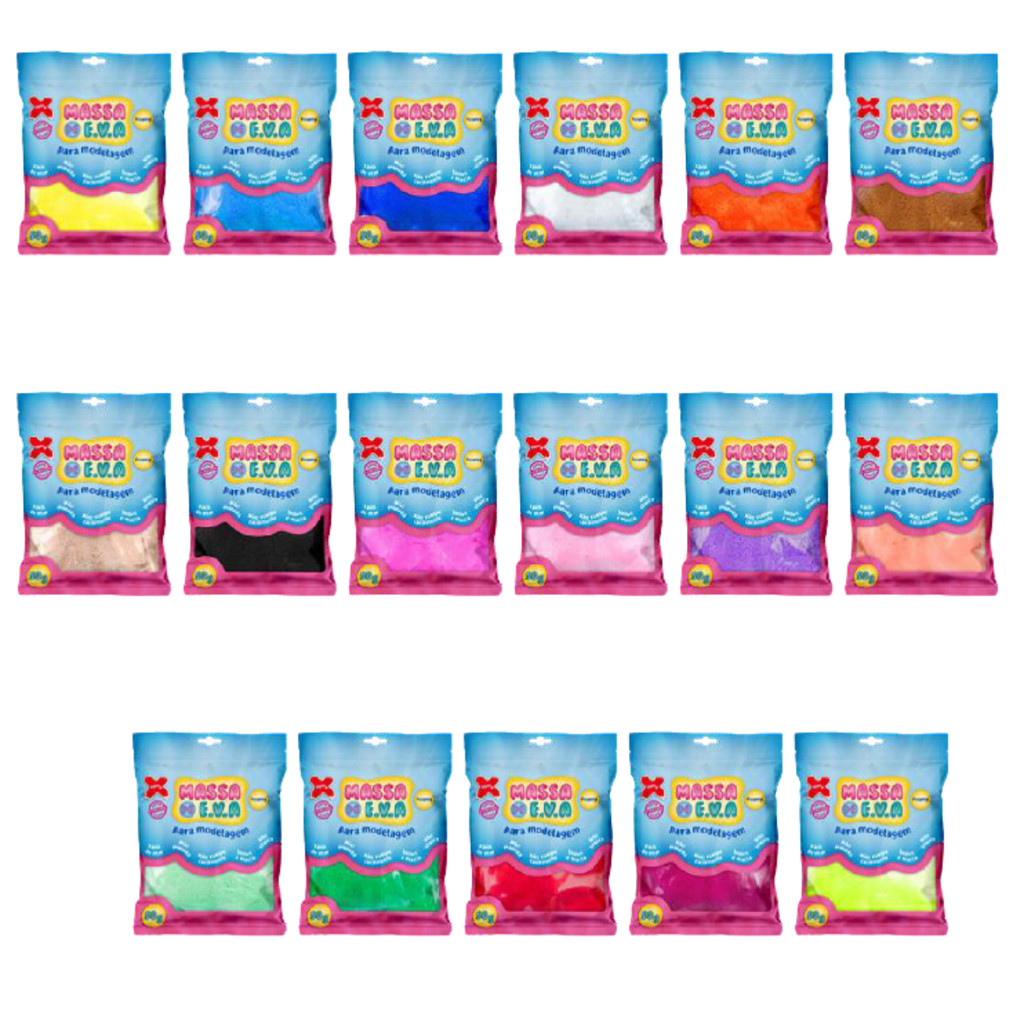 Kit com 3 pacotes de Massinha de Eva de 50g cada | Shopee Brasil