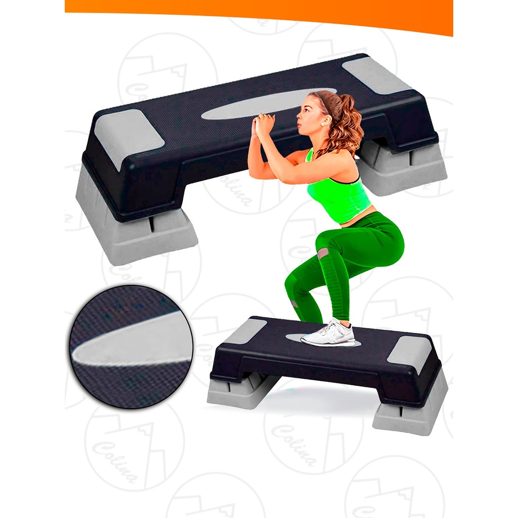 Step Aeróbico Ajustável Para Treino Com 3 Níveis 10 15 e 20CM Preto e ...