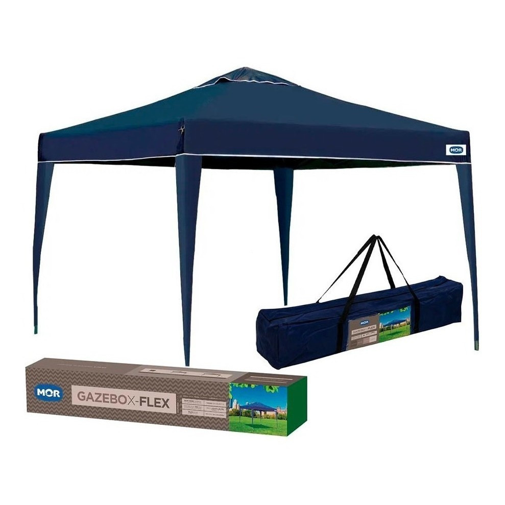 Tenda de Praia Sanfonada Mor X-Flex Gazebo Preto 3x3 Metros com Pés ...
