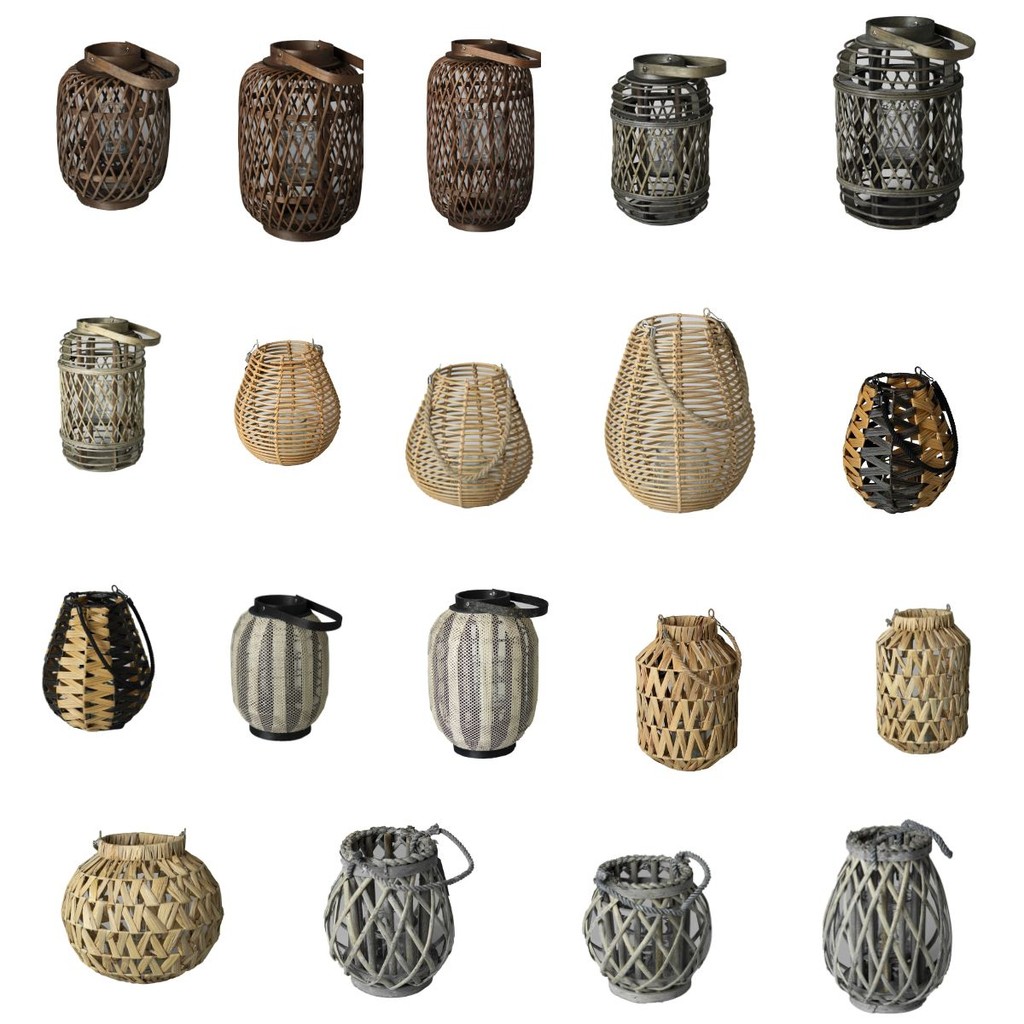 Lanterna de Fibra Natural Paramount Decorativa Rústica Boho Pendente Artesanal Casa Jardim