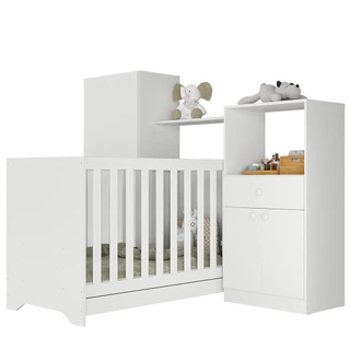 Quarto Infantil com Berço 3 em 1 Luíza Multimóveis Branco em Oferta na Shopee