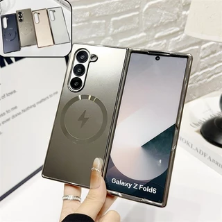Capa Magnética Fosca Galvanizada Para Samsung Galaxy Z Fold 6 5 4 3 De Carregamento Sem Fio À Prova De Choque