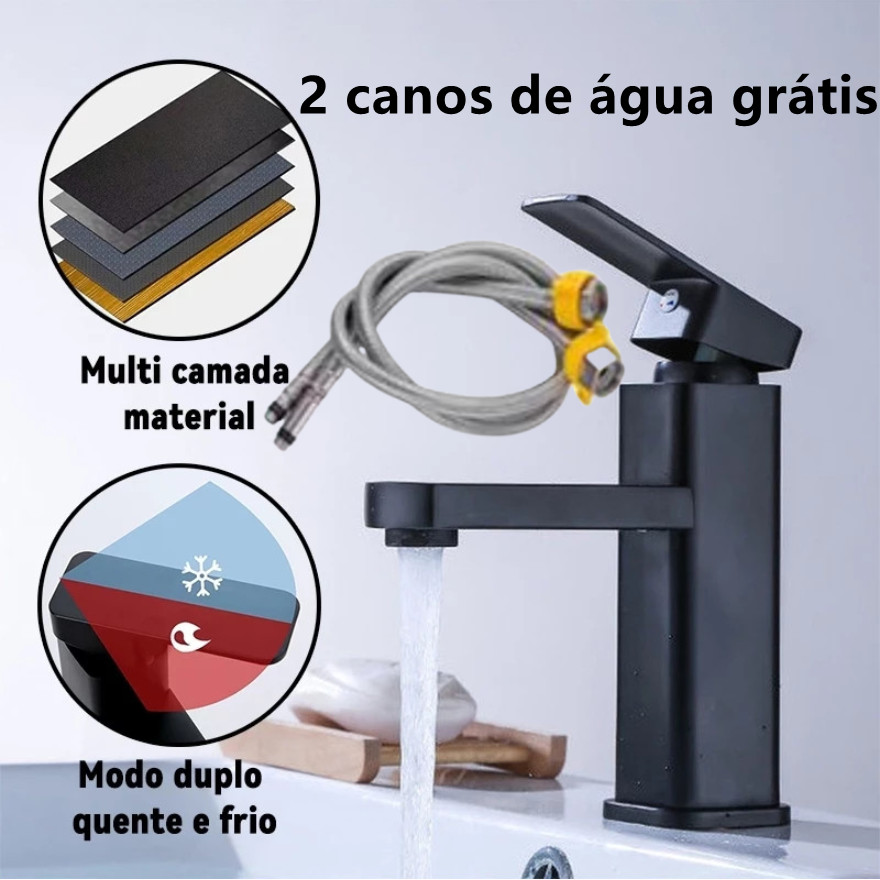 Torneira banheiro lavabo luxo inox 1/2 cuba Torneira quadrada preta quente e fria torneira de armário de banheiro