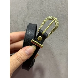 Cinto Com Fivela Dourada Clássico Texturizado