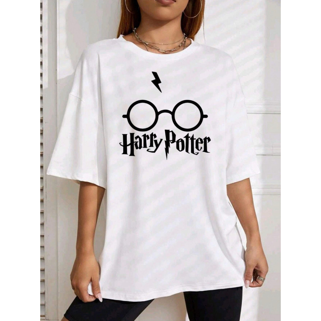 Camisa Harry Potter Feminina Estilo Oversized Camisetão Larga Treino ...