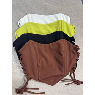 Corset Scuba Formato Coração com Detalhes de Amarração