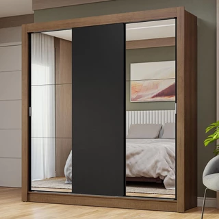 Guarda-Roupa Casal 3 Portas de Correr com Espelhos Nobre Madesa em Oferta na Shopee