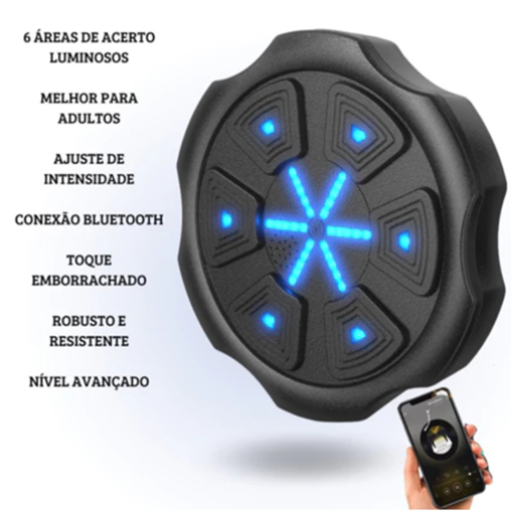 Máquina De Boxe Inteligente Bluetooth Musical Acende No Ritmo Da Música Com Cabo e Luva - Melhora o Preço