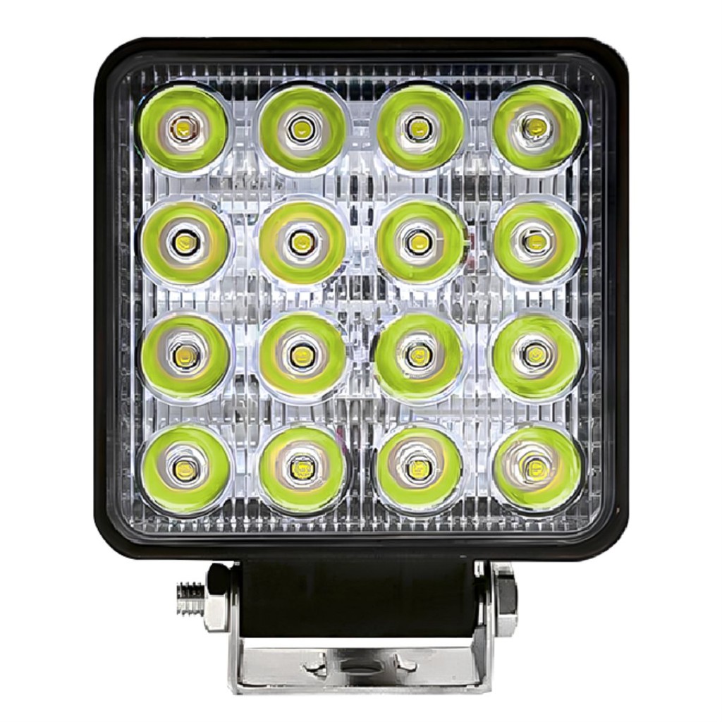 Farol Milha 16 Led 48w 12/24v Quadrado Offroad 6000k Jeep Caminhão 