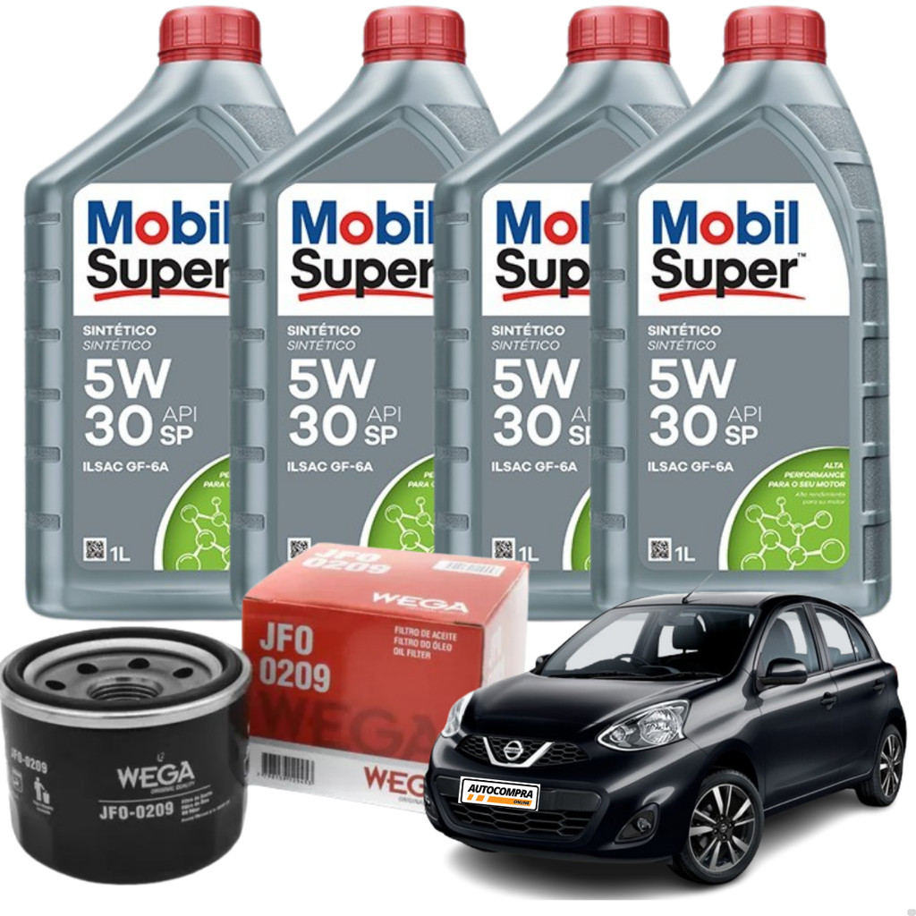 Kit 4 Óleo 5w30 + Filtro de Óleo Nissan March 1.0 3C | Shopee Brasil