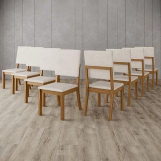 Kit 8 Cadeiras Estofadas para Mesa de Jantar Milla