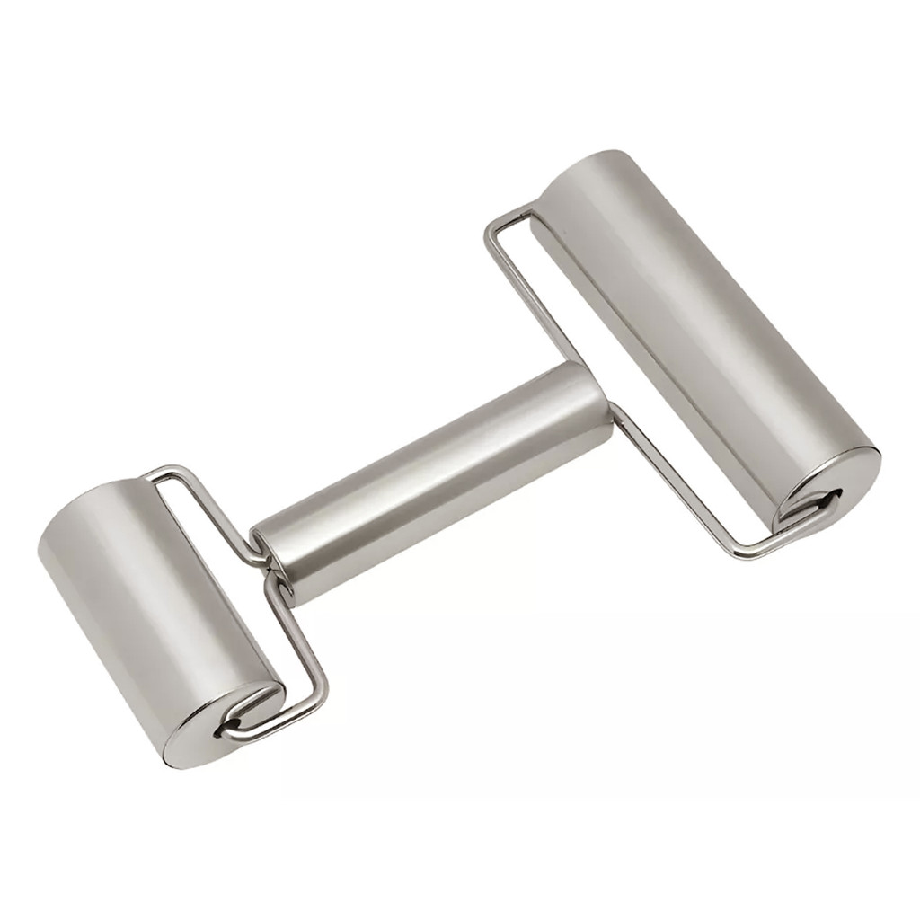 Rolo Duplo Para Massa Aço Inox 18 Cm Para Abrir Massas Folha