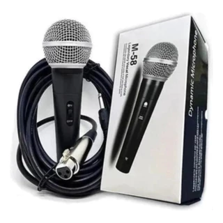 Microfone Profissional Sm58 Com Cabo 5 Metros Chave Liga E Desliga Alta Sensibilidade Dinâmico