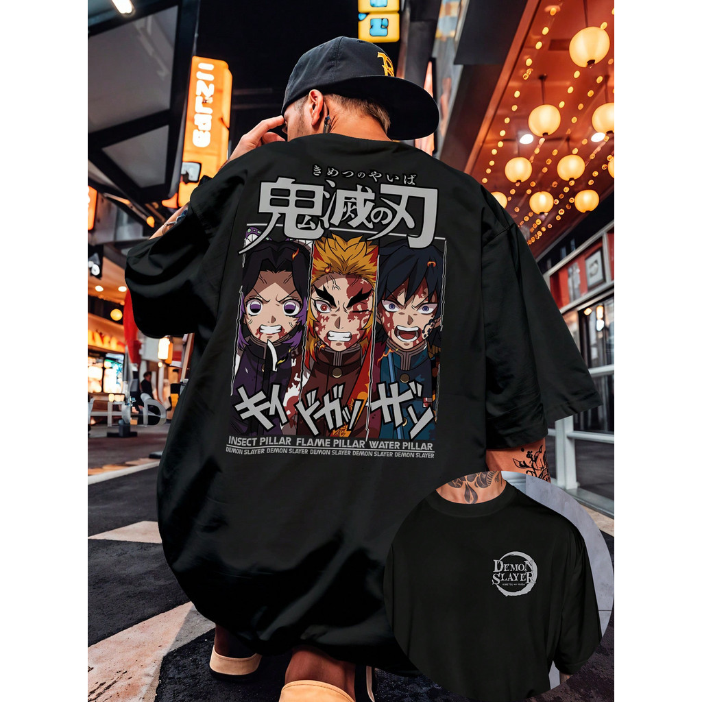 鬼滅 Camiseta Oversized Streetwear Anime Demon Slayer Shinobu