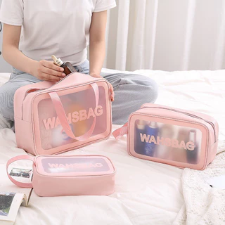 Kit 3 Bolsas Necessaires Wahsbag Transparente À Prova d’água em Oferta na Shopee