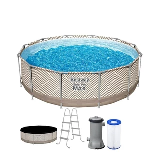 Piscina Estrutural 9150L Geometric Circular + Escada + Filtro 110V ou 220V + Capa Bestway