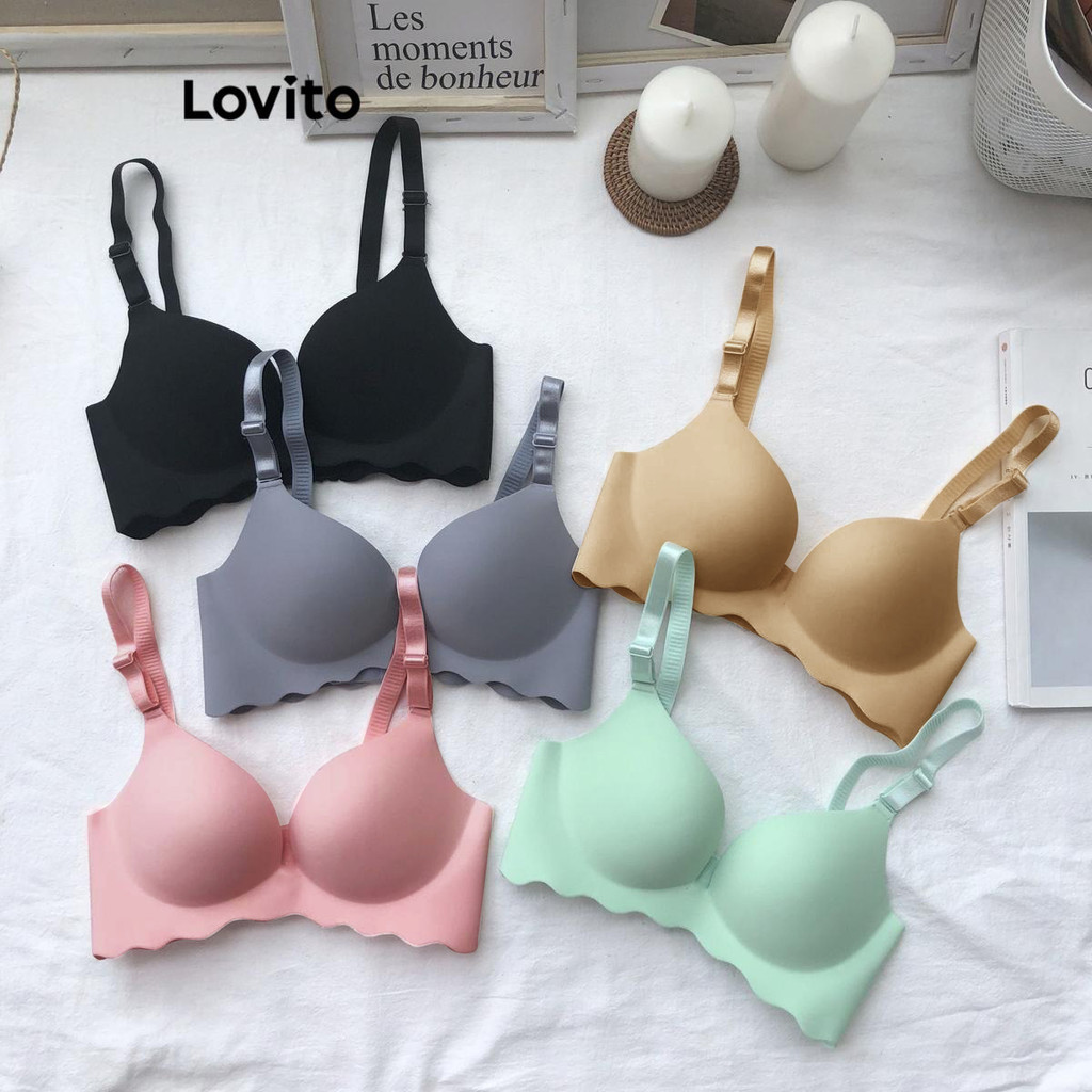 Lovito Casual Sutiã Bralette Feminino Liso Básico LNL48113