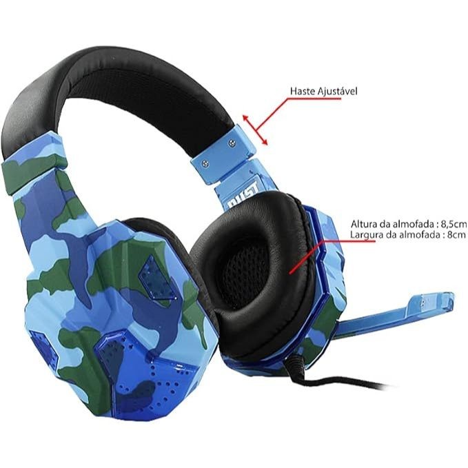 Headset GAMER DUST CAMO PRO X33 BBR TOYS PS4 PS5 XBOX ONE N SWITCH PC e CELULAR