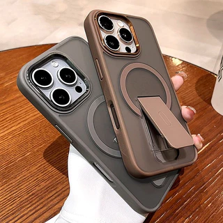Luxo Kickstand Suporte Caso De Telefone Para iPhone 11 12 13 14 15 16 Pro Max Plus Magnético Fosco À Prova De Choque Cap