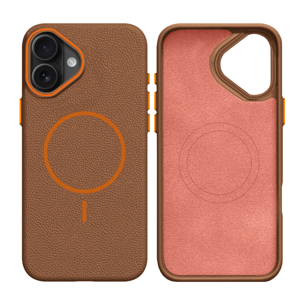 Capinha silicone textura de couro para iPhone 16
