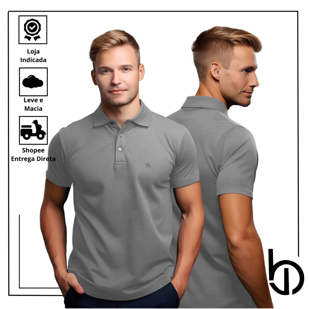 Camisa Polo Masculina Premium Piquet Poliéster Algodão BVIN AP BVIN.