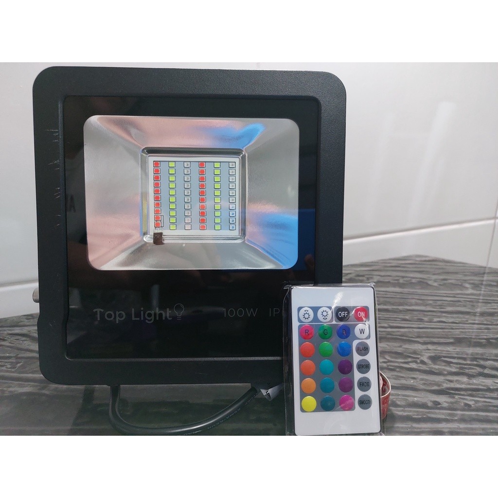 Refletor Led Holofote Colorido Rgb 30w/50w/100w C/ Controle Bivolt Ip ...