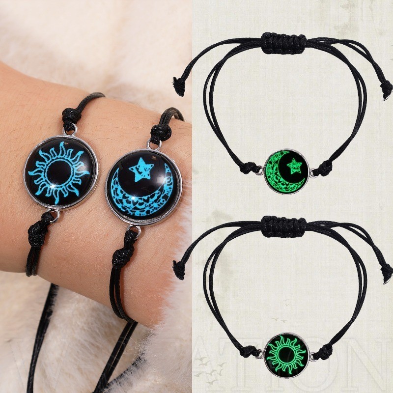 Pulseira Para Casais-Presente De Joias O Dia Dos Namorados-Luminosa , Feita À Mão , Ajustável-Conjunto Femininas Masculi