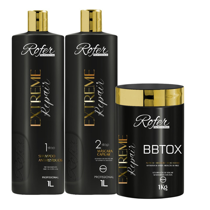 Kit Progressiva + Botox Matizador Rofer Extreme Repair Blond 3x1L ...