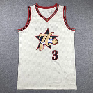 76 Pessoas No. 3 Uniforme de basquete branco creme IVERSON IVERSON camisa nba de basquete estilo retrô