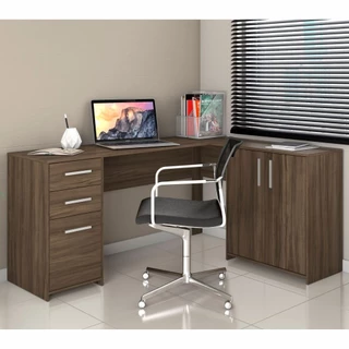 Mesa de Canto para Escritório 2 Portas 3 Gavetas NT 2005 Notável