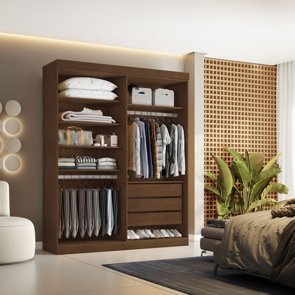 Closet Casal sem Portas 3 Gavetas Caribe Cacau | Shopee Brasil