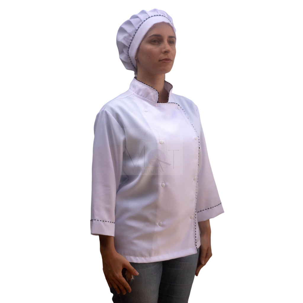 Dolmã feminino com touca e detalhes em sianinha - Uniforme p