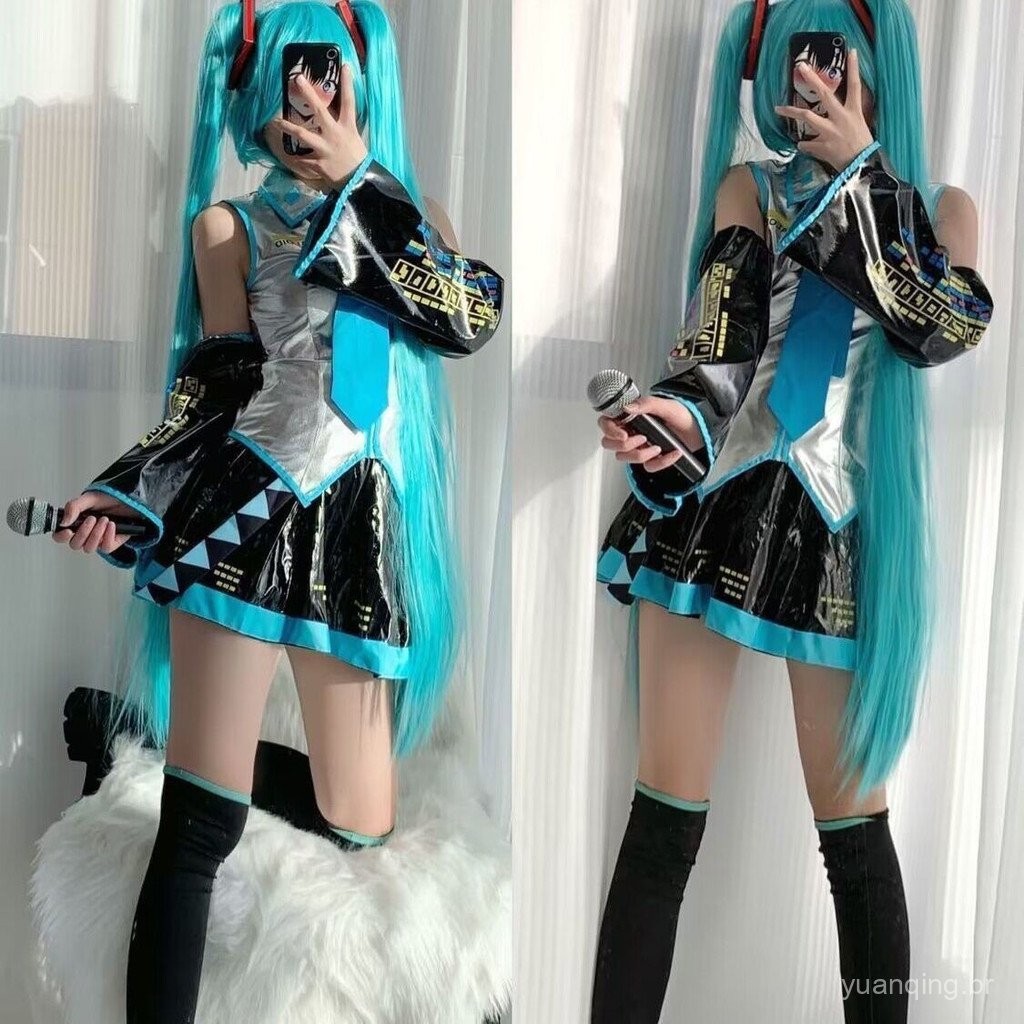 Fantasia de Cosplay Hatsune Miku Oficial Menina Anime JK Conjunto ...