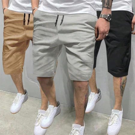 Kit com 3 bermudas masculinas de sarja premium 