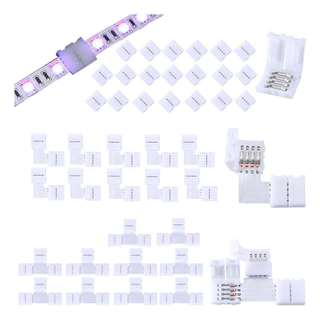 Kit 40 L Emenda 10mm Fita Led De 4 Vias 5050 3528 Conector