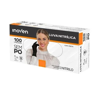 Luva Nitrílica Preta Sem Pó Inoven – 100 unidades em Oferta na Shopee