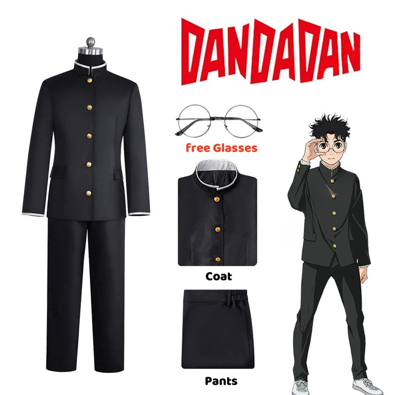 Anime Dadan Ken Takakura Cosplay Traje Peruca Okarun Uniforme Escolar  Jaqueta Preta Gakuran Roupa Óculos Halloween Femin