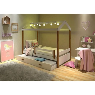 Cama Eliz Branca com Cama Auxiliar, LED e 2 Colchões - Divaloto em Oferta na Shopee