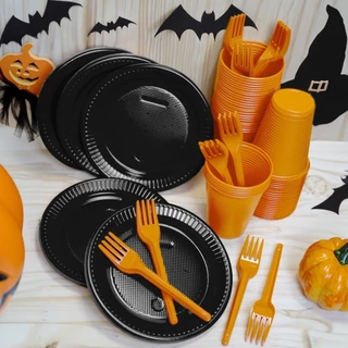 Kit Descartáveis Halloween 50 Pessoas Bellocopo Cores exclusivas e Padronizadas