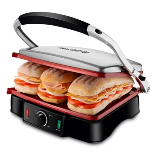 Sanduicheira Grill antiaderente 1.800 watts Press Grill Red Ceramic - PG-02 - Mondial (110V)