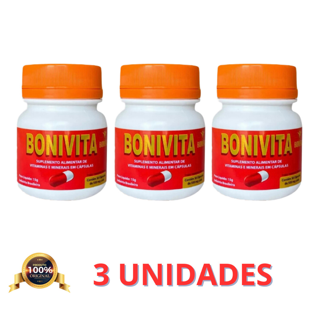Kit 3 Bonivita Suplemento Alimentar Natural e Funcional - 30 Caps - 100 ...