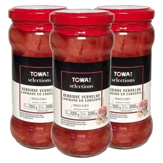 Kit c/ 3und Gengibre Vermelho Laminado em Conserva TOWA 200g