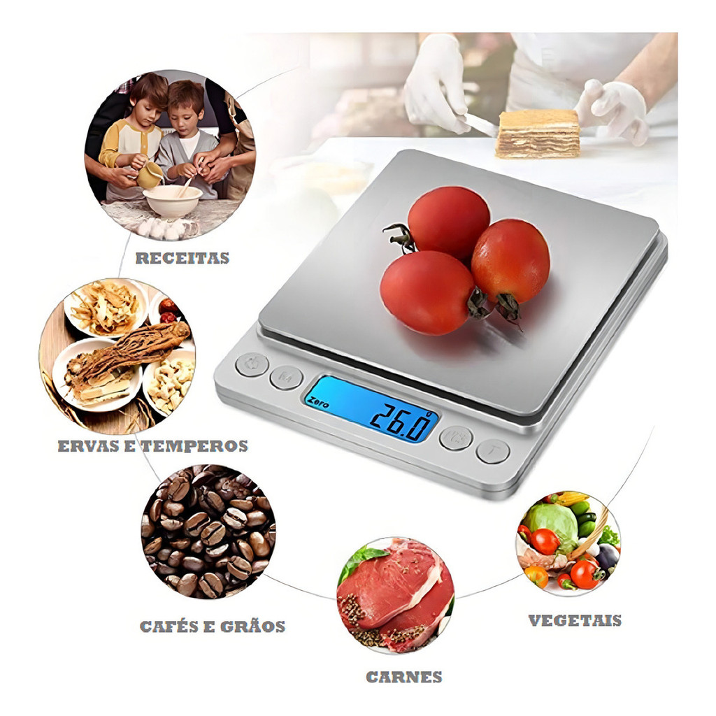 Mini Balança Digital De Cozinha Alta Precisão 0,1g Até 2000g