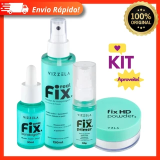 Kit Linha Fix Vizzela - Spray Real Fix + Gotas Fix + Fix Hd Powder + Primer Grip Fix - 100% Original