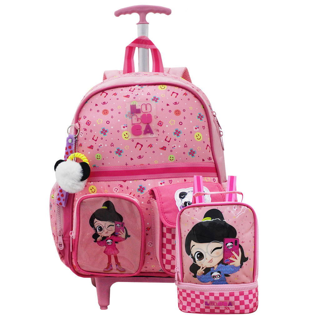 Kit Mochila Rosa Da Luluca Escolar De Rodas Com Lancheira Térmica ...
