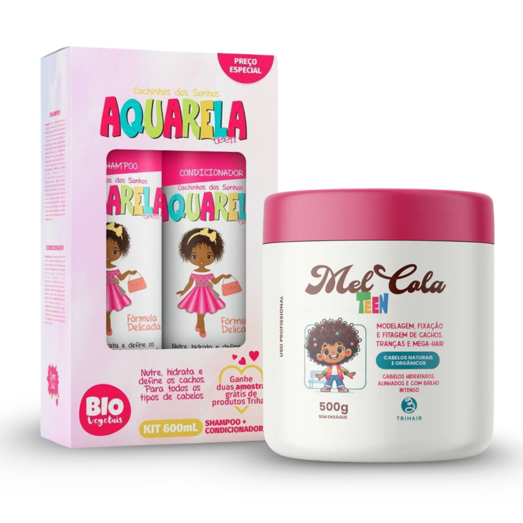 Kit Linha Infantil Mel Cola Teen + Kit Shampoo e Condicionador